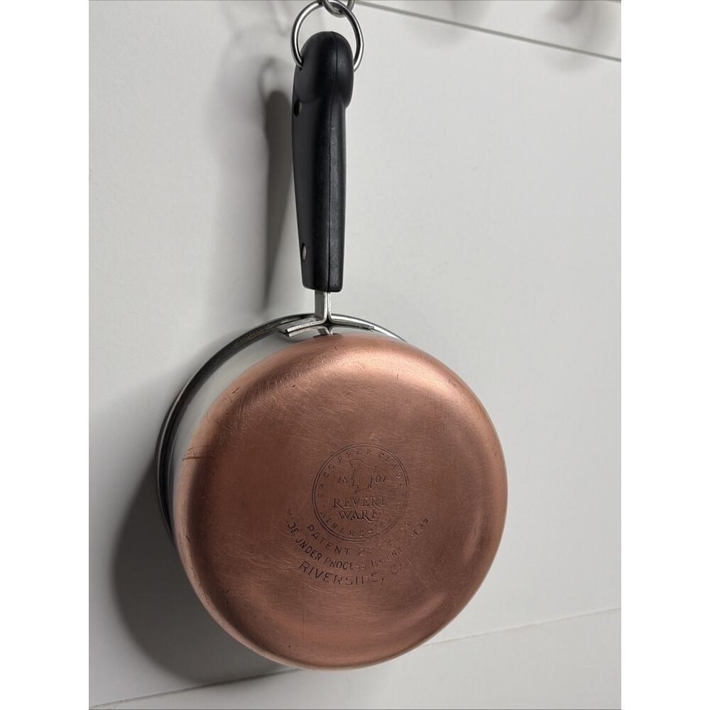 Revere Ware 1Qt Copper Bottom Saucepan Riverside CA Vintage USA No Lid